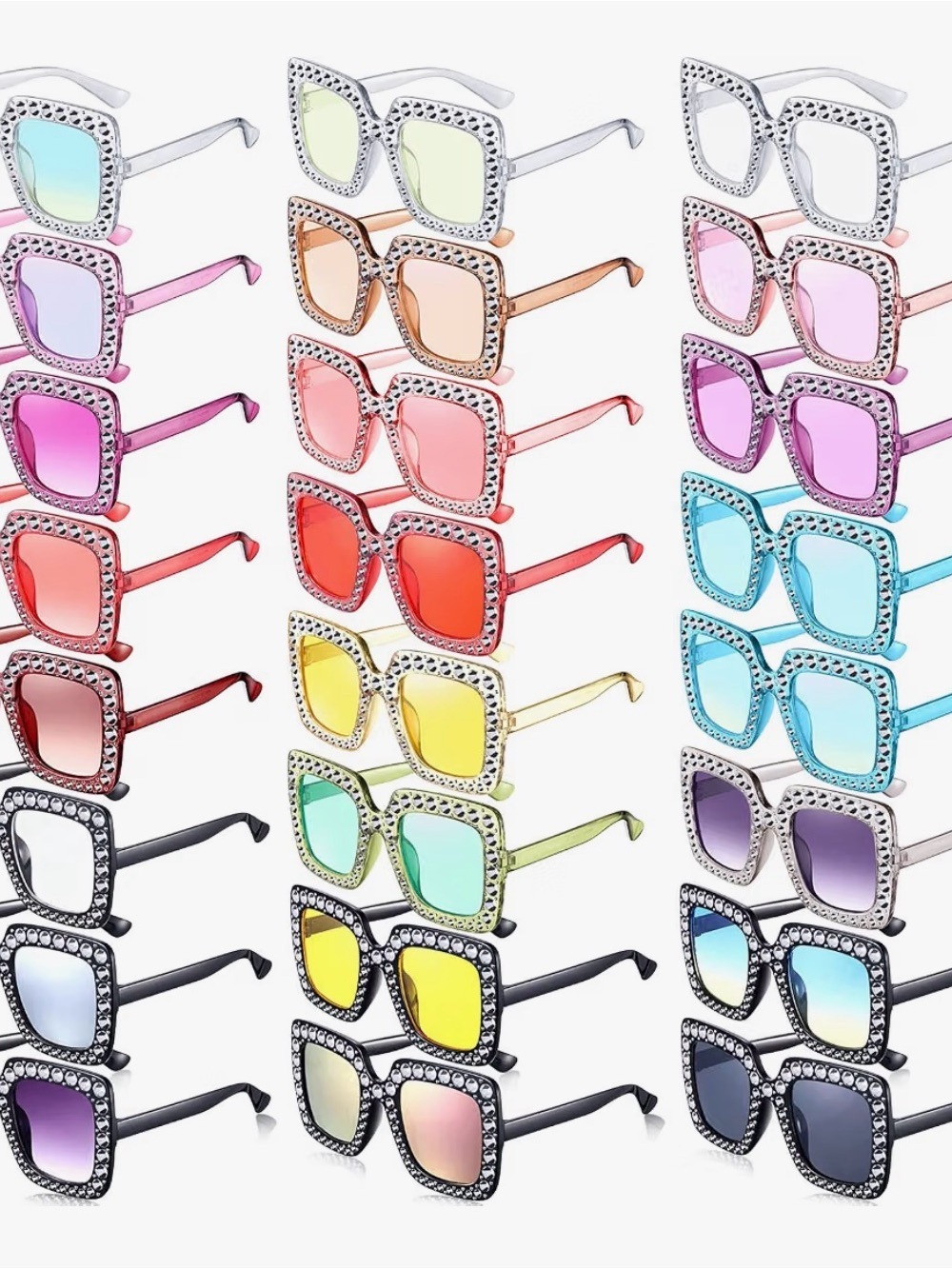 Chuangdi Rhinestone Disco Sunglasses Mixed Color Bulk Party Set